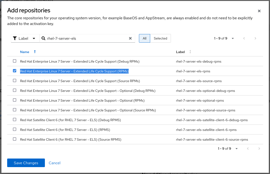 Filter and select repositories